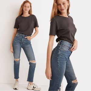 Madewell Jeans 27 The Perfect Vintage Crop Jean Gooding Wash Knee-Rip Edition